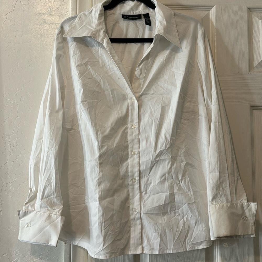 white button front blouse by INC